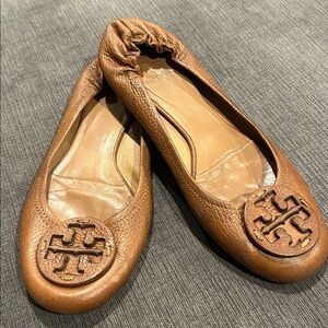 Tory Burch Reva Cognac Brown  Flat Slip On Shoe size 9